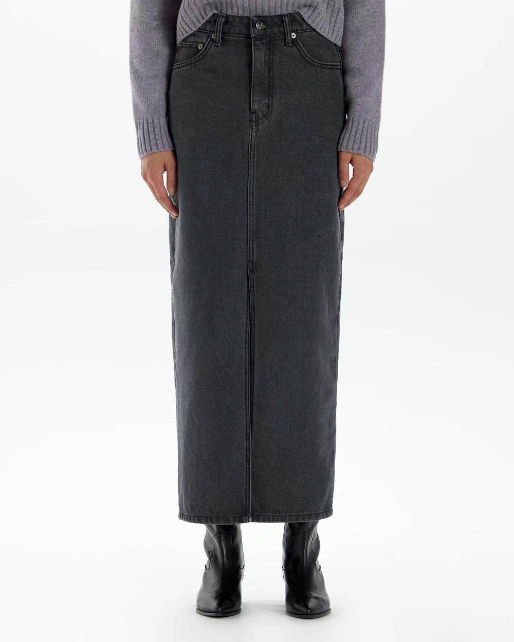 【L'Appartement】GOOD GRIEF DENIM LONG SK Denim Zip Narrow Skirt | GU US