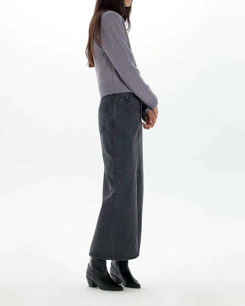 RIE LONG DENIM SKIRT