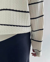 Cable Stripe Sweater Black