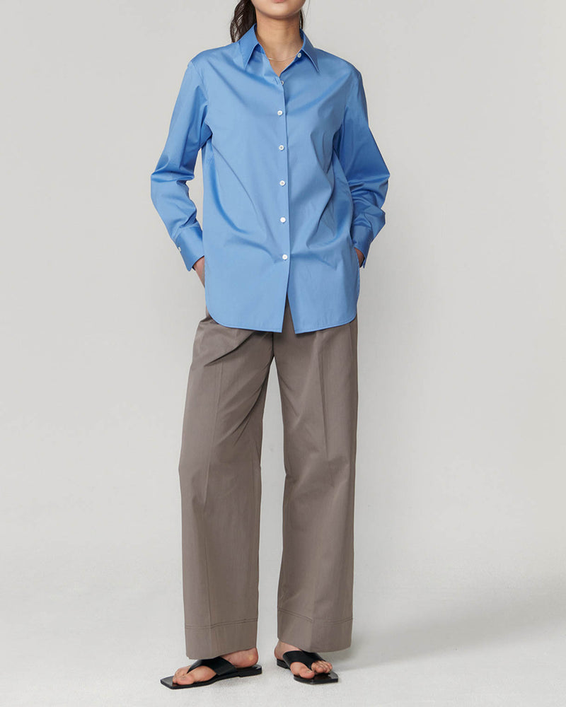 Poplin Classic Shirt Royal Blue – SANNA New York