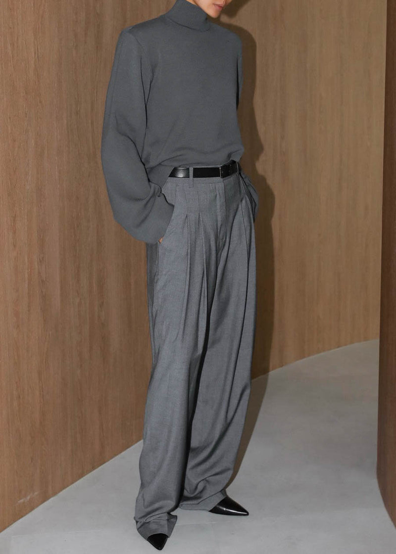 PLEATED WIDE LEG TROUSERS GRAPHITE