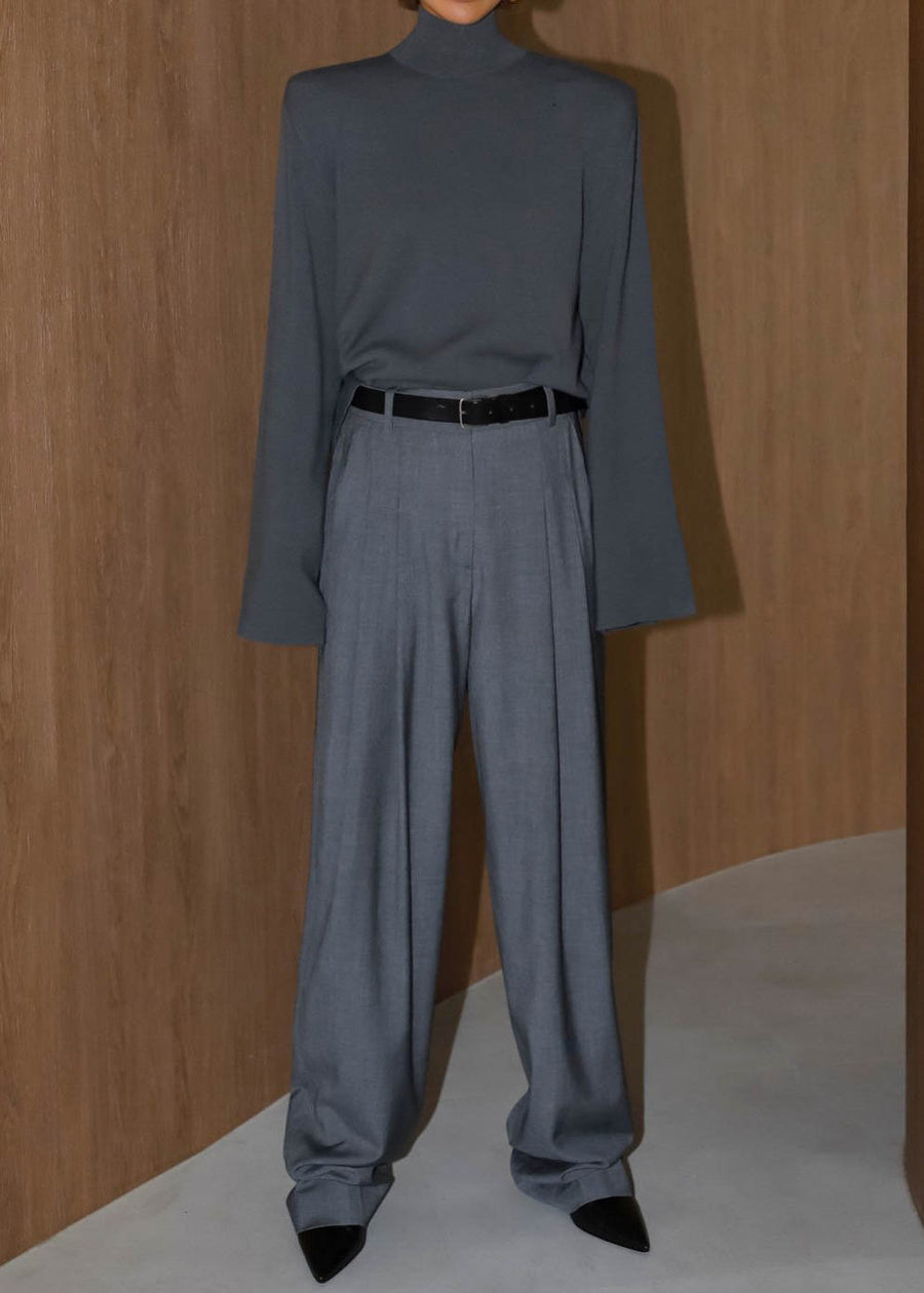 PLEATED WIDE LEG TROUSERS GRAPHITE – SANNA New York