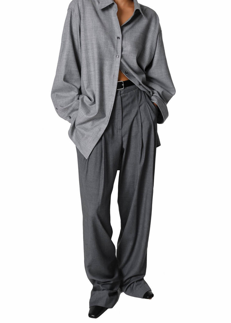 PLEATED WIDE LEG TROUSERS GRAPHITE