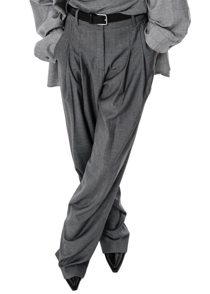 PLEATED WIDE LEG TROUSERS GRAPHITE